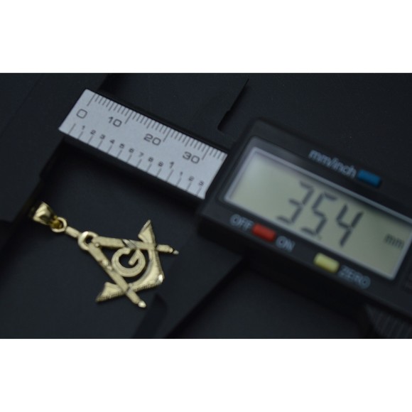 Real 10K Solid Yellow Gold Turtle Shiny Freemason Masonic Charm Pendant - Picture 5 of 7